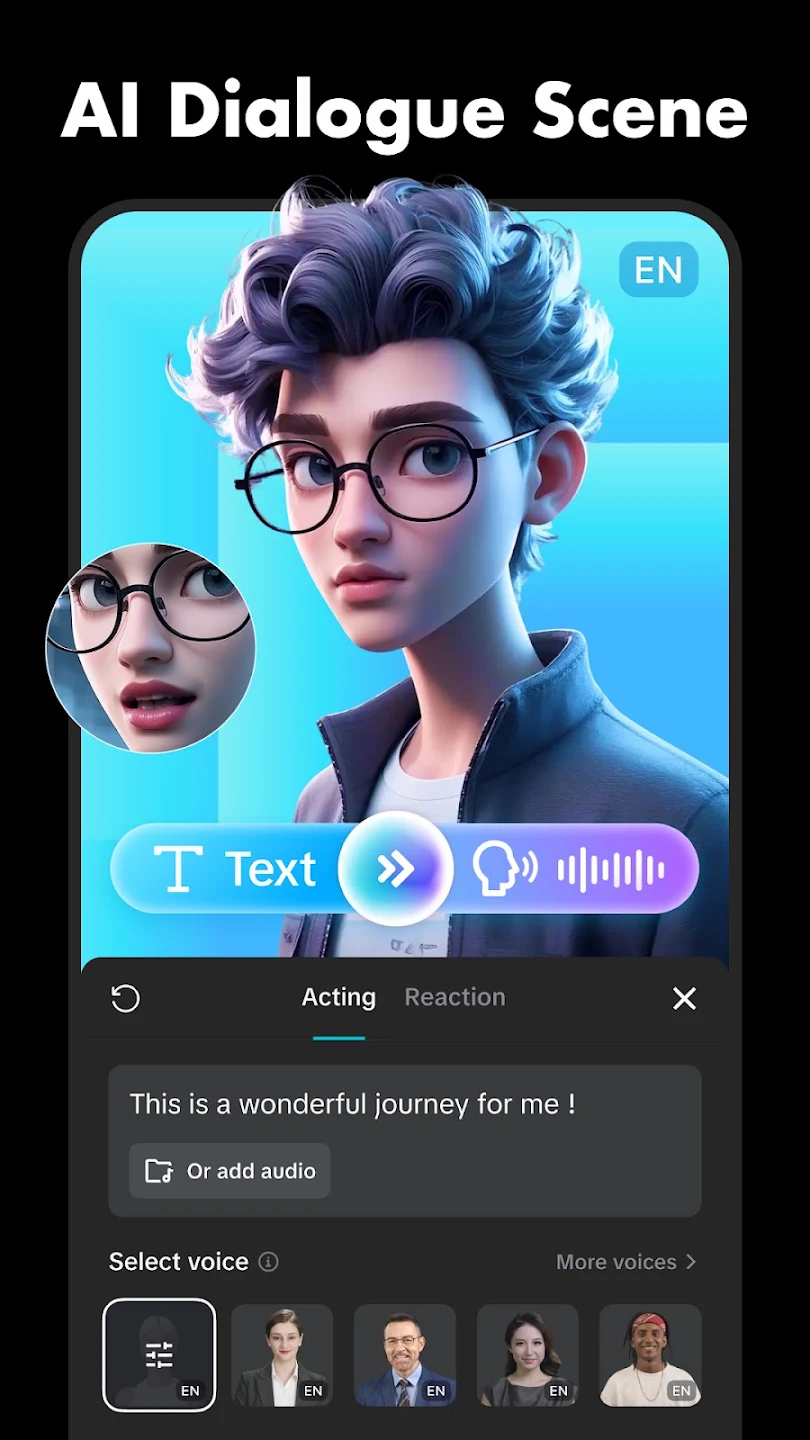 CapCut AI dialogue scene interface