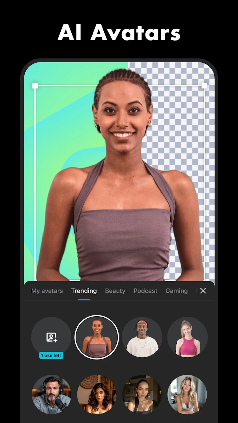 CapCut AI avatars interface