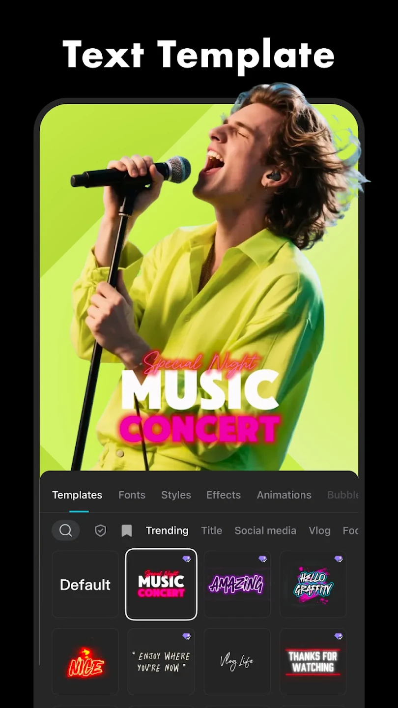 CapCut Text templates interface